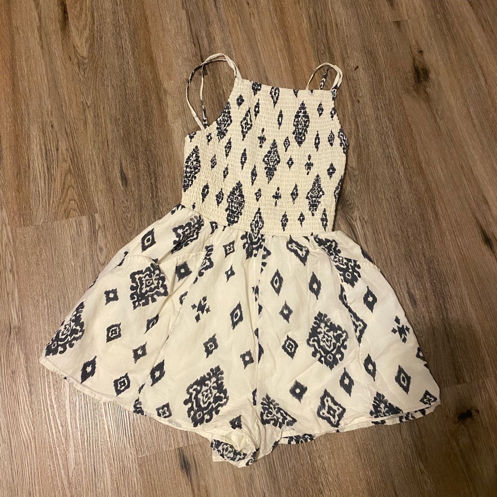 American Eagle Outfitters Cream and Black Jumpsuit